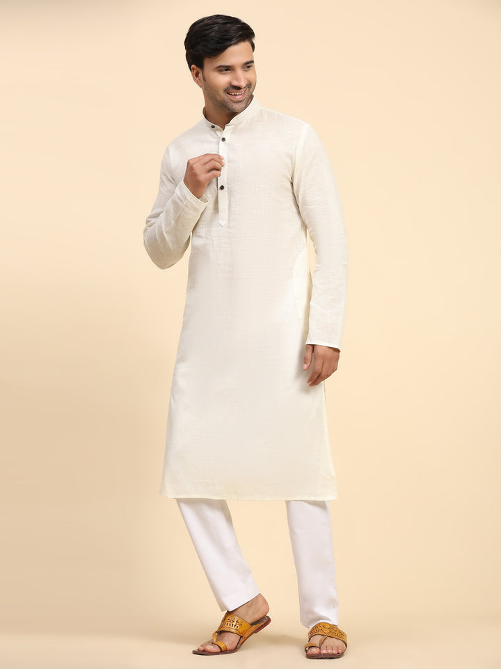 Off-white men's kurta pajama - premium cotton, festive ethnic wear