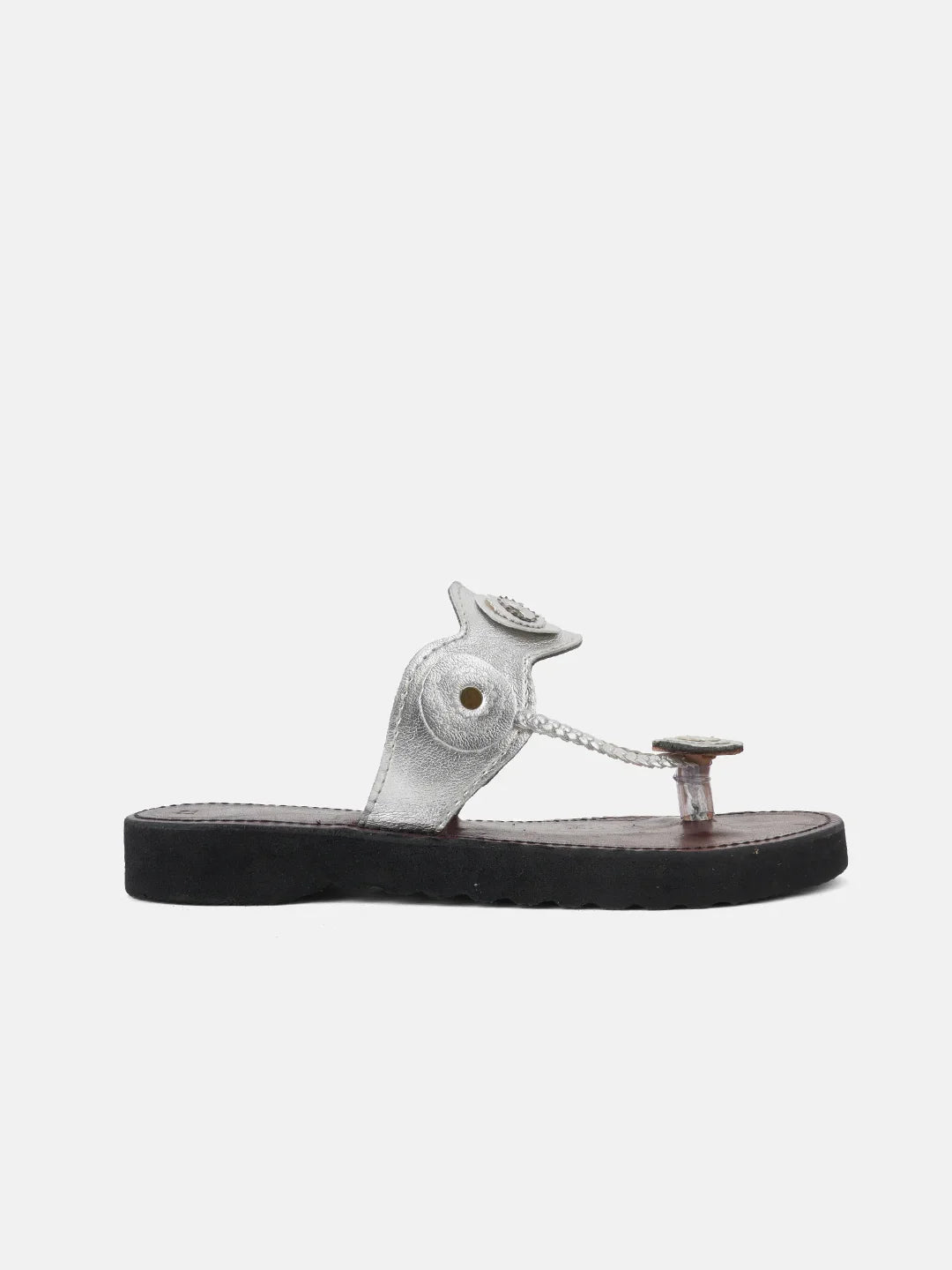 Silver Leather Kolhapuri Sandals | Handcrafted Ethnic Footwear