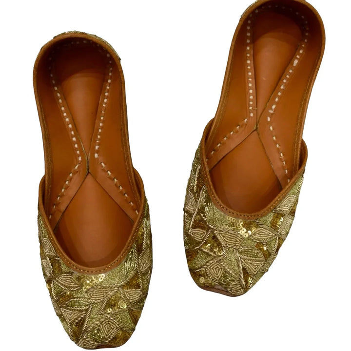 Designer Sona Jutti | Pure Leather Footwear with Elegant Gold Zari Work