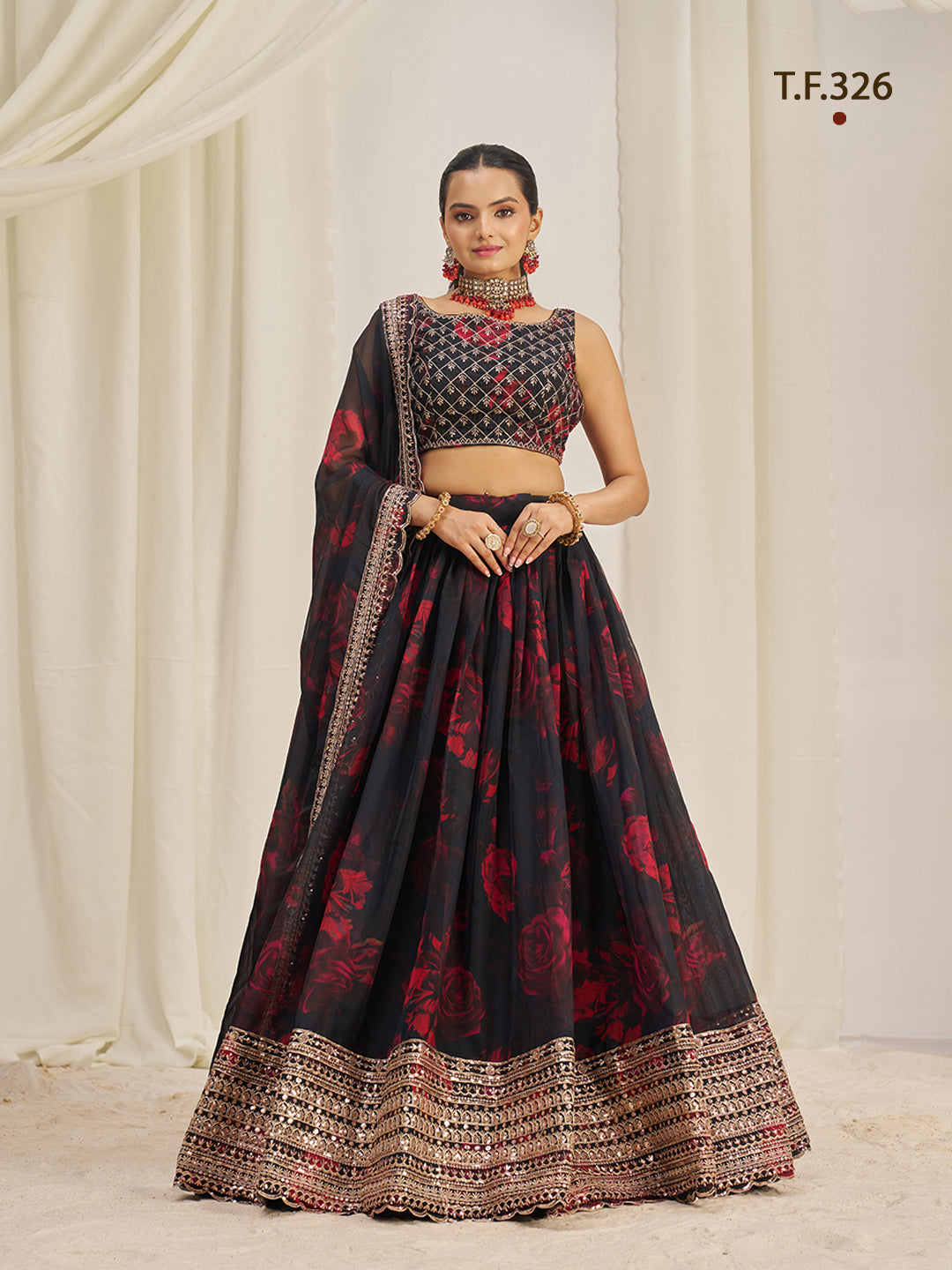 Women Floral Print Flared Lehenga Choli | Semi-Stitch with Dupatta