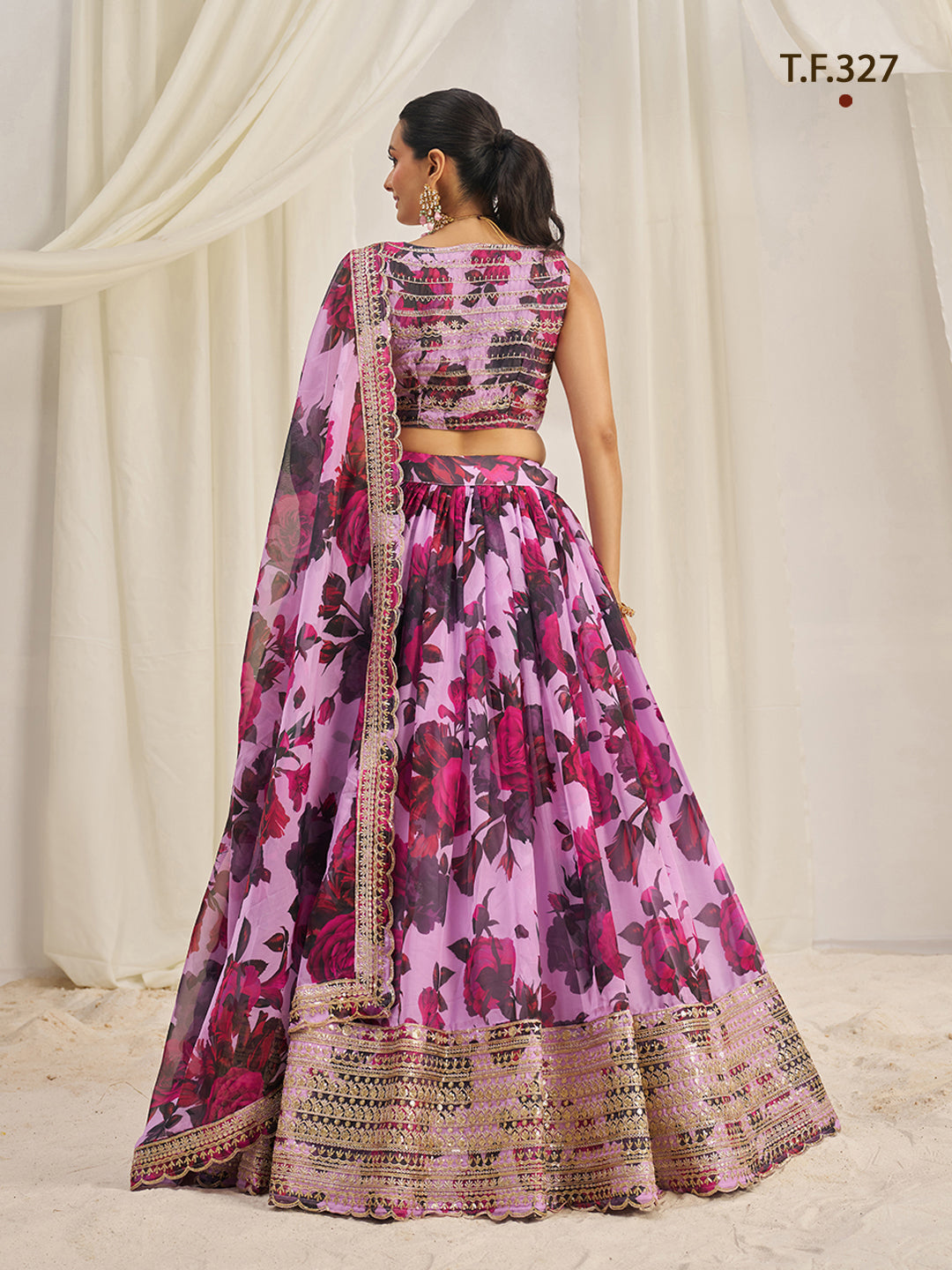 Women Floral Print Flared Lehenga Choli | Semi-Stitch with Dupatta