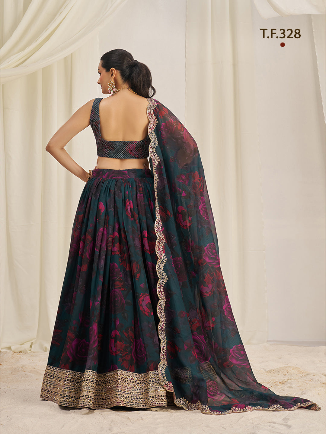 Women Floral Print Flared Lehenga Choli | Semi-Stitch with Dupatta