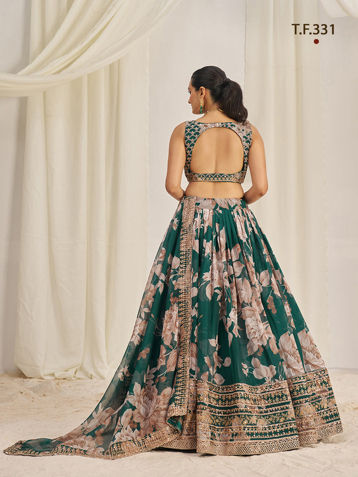 Women Floral Print Flared Lehenga Choli | Semi-Stitch with Dupatta