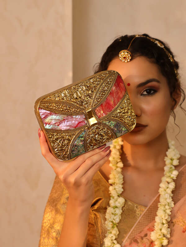 Naina Mother of Pearl Clutch | Elegant Designer Handbag for Events