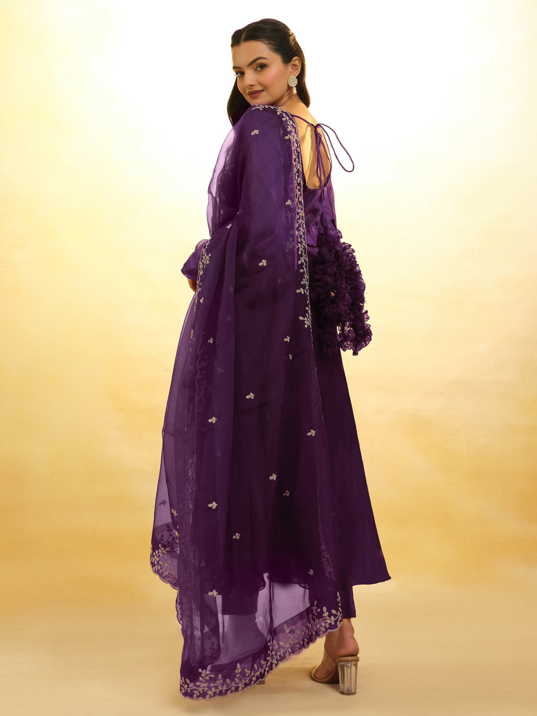 Glamorous Purple Organza Festival Wear Salwar Suit With Dupatta