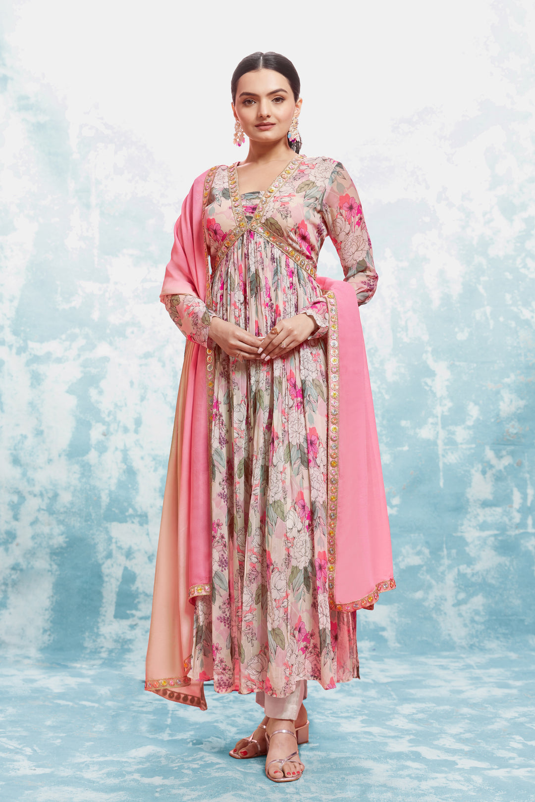 Printed and Embroidered Salwar Suit | Georgette Fabric with Dupatta