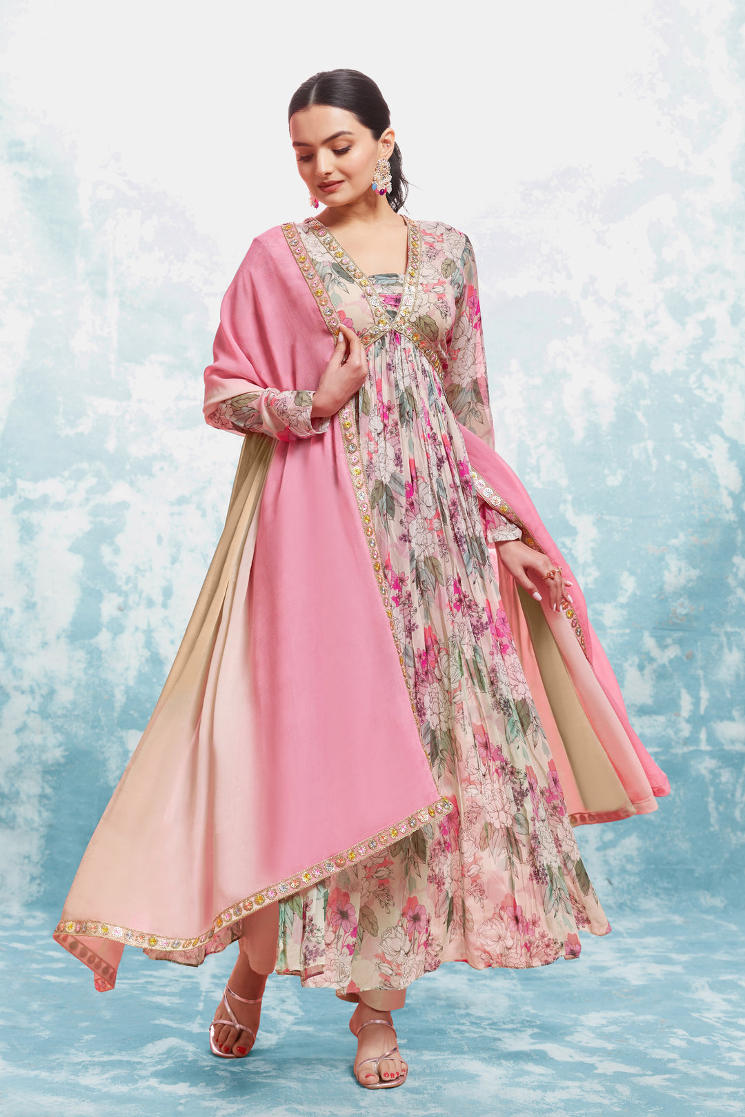 Printed and Embroidered Salwar Suit | Georgette Fabric with Dupatta