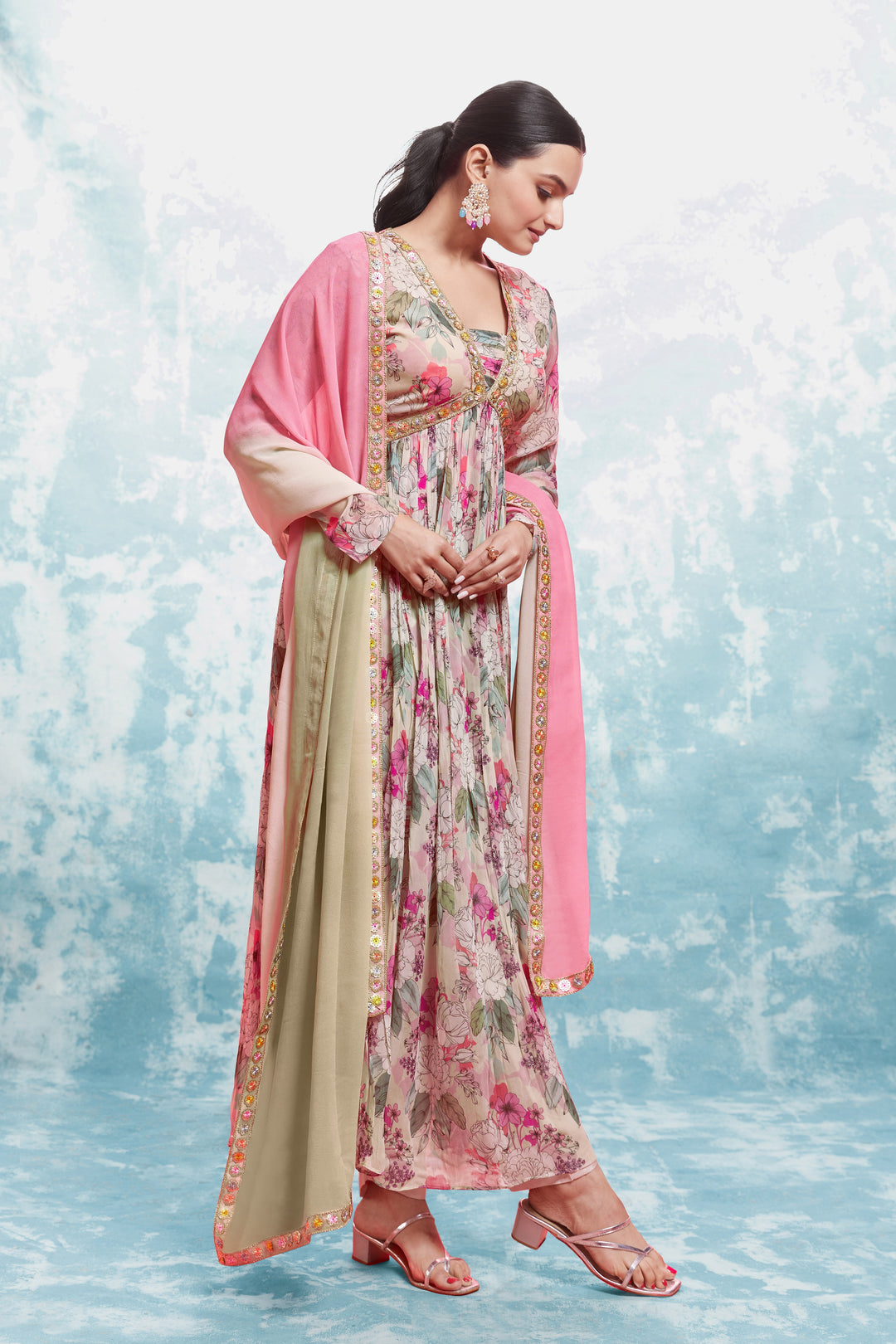 Printed and Embroidered Salwar Suit | Georgette Fabric with Dupatta