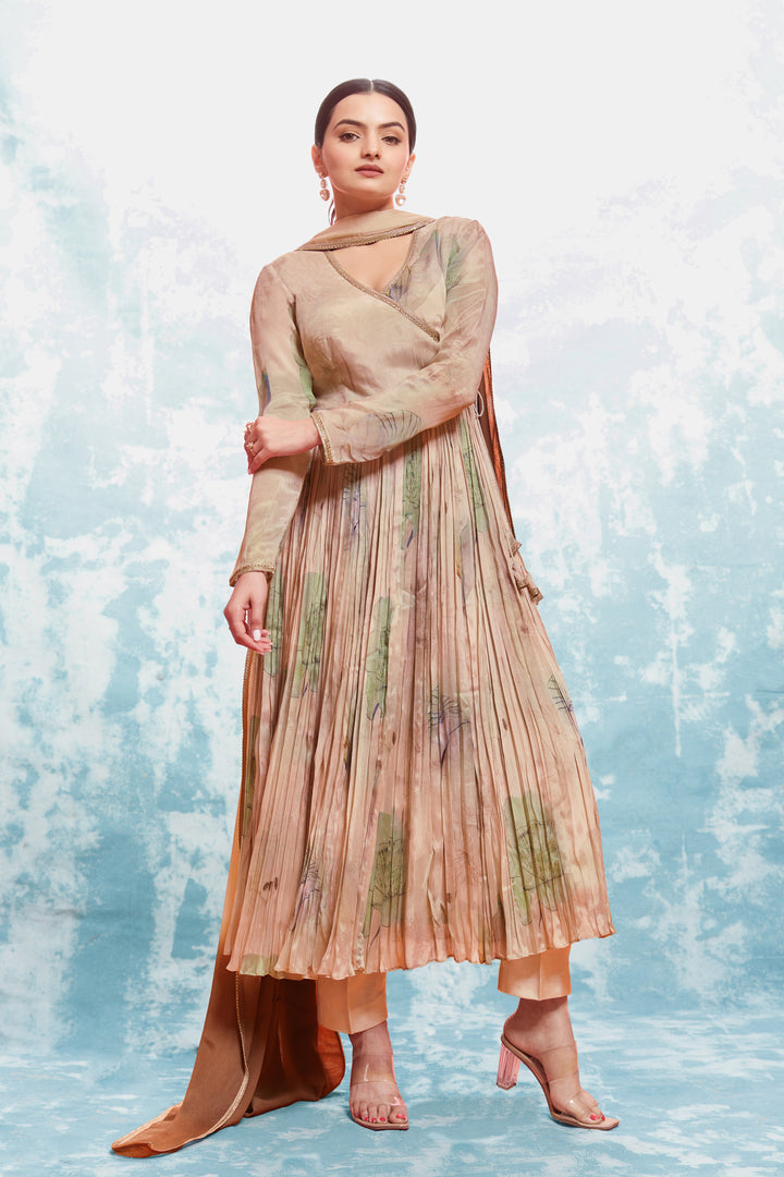 Stylish Chinon Silk Salwar Suit | Printed Design with Dupatta