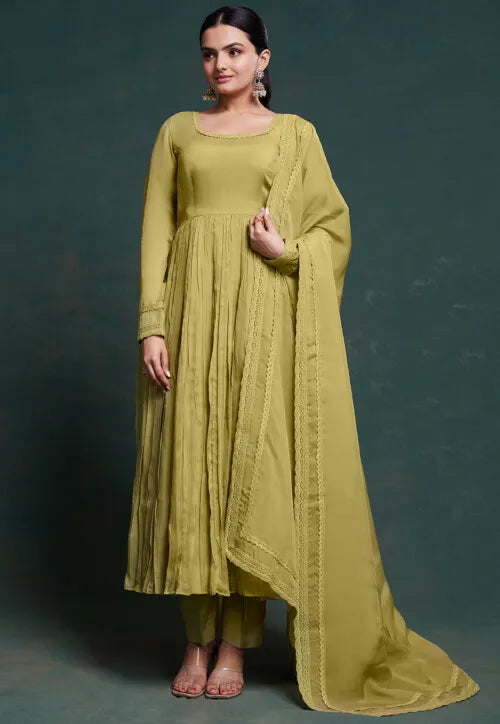 Olive Green Shalwar Suit for Women | Traditional Salwar Kameez