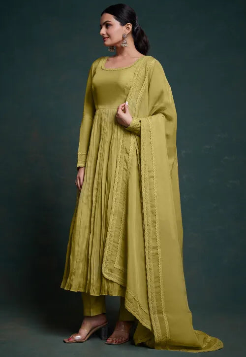 Olive Green Shalwar Suit for Women | Traditional Salwar Kameez