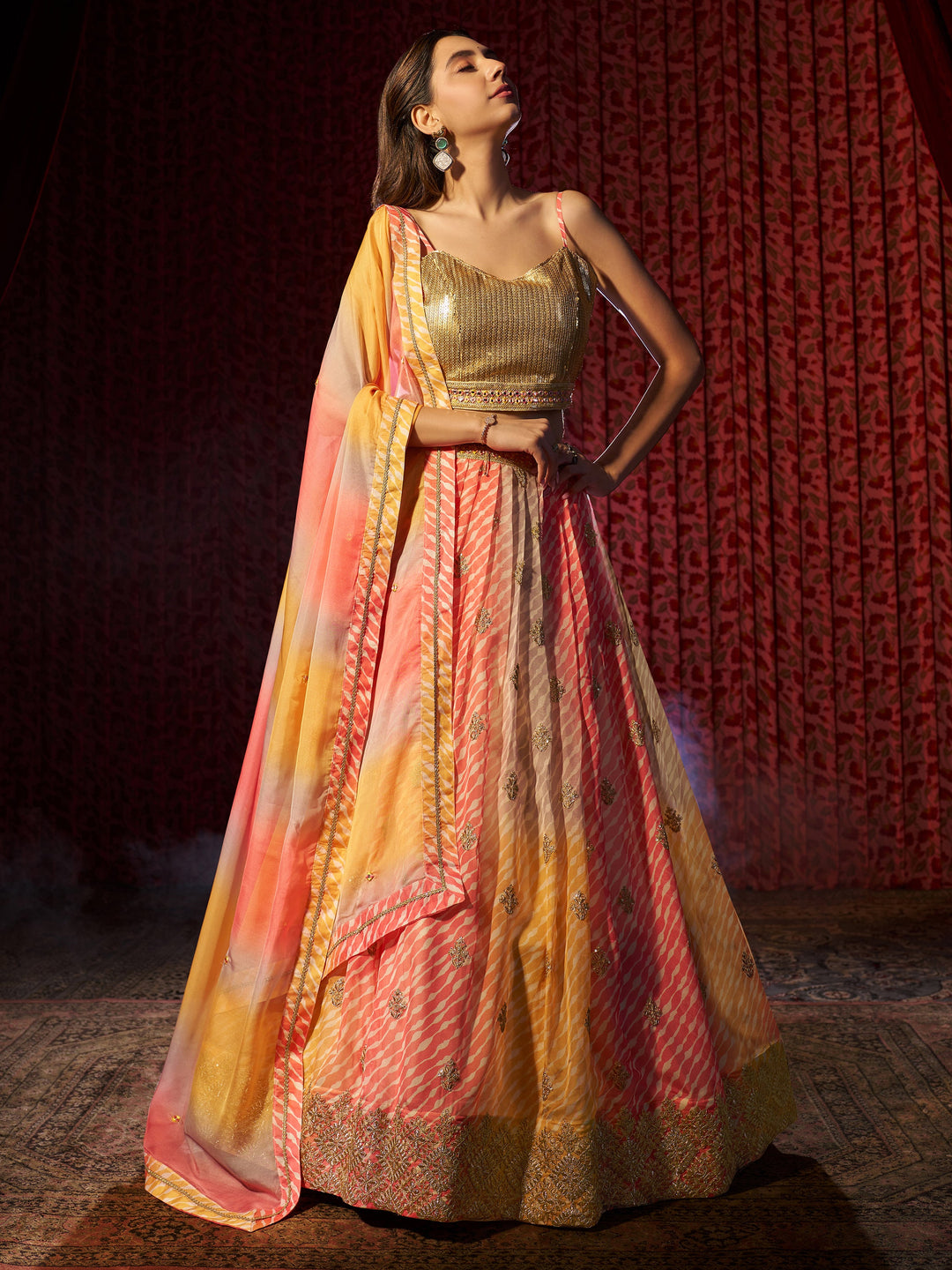 Beautiful Multi-Color Printed Organza Engagement Wear Lehenga Choli