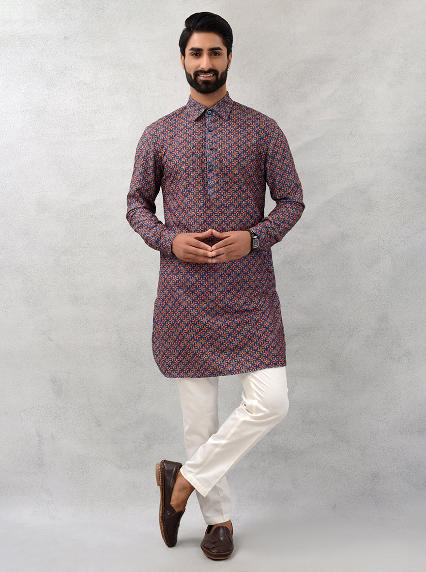 Vibrant multicolor kurta pajama for stylish men in the USA.