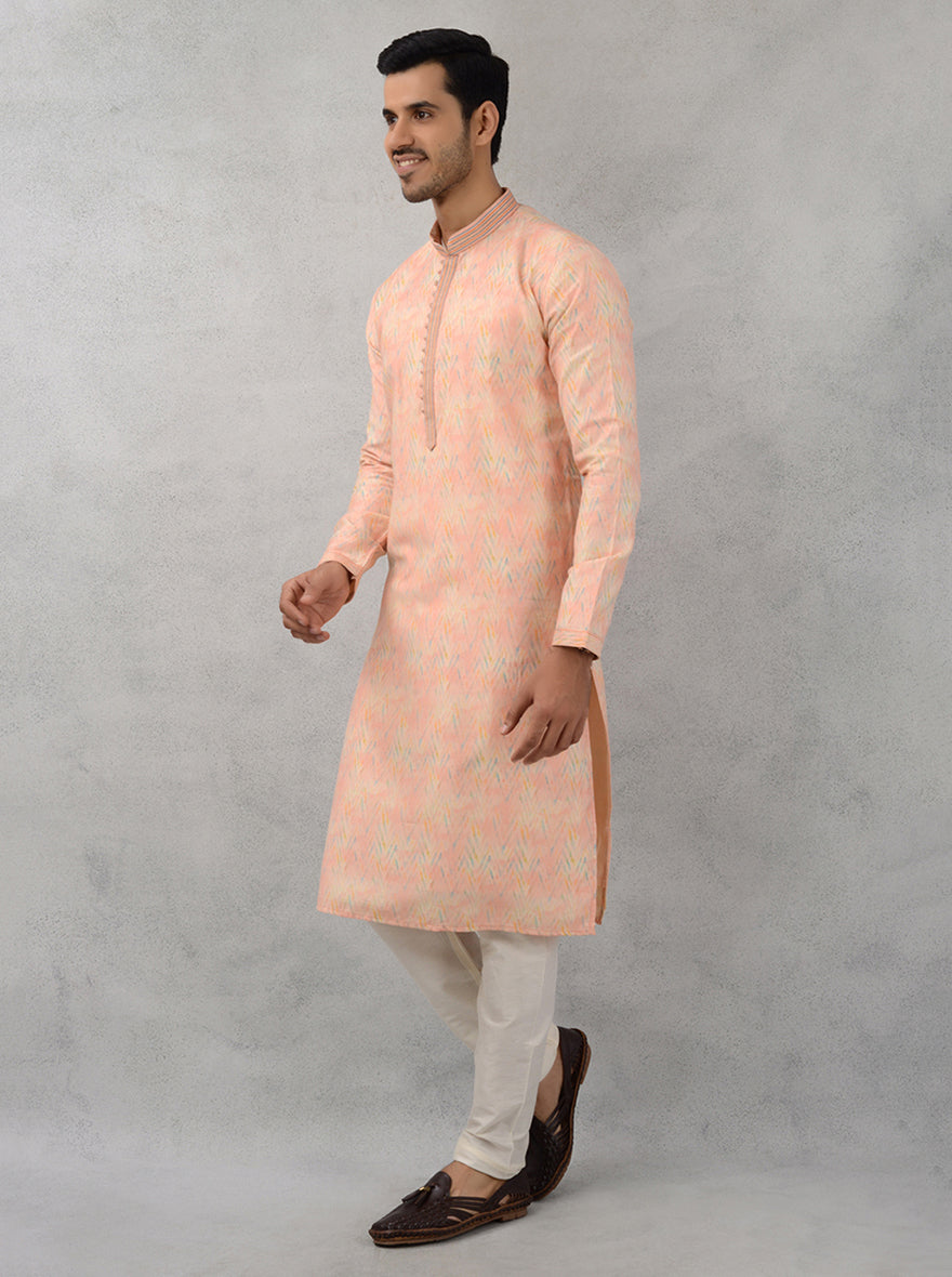 Elegant Peach Men’s Kurta Pajama for Celebrations