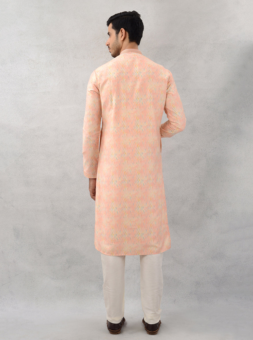 Comfortable peach kurta for festive occasions.