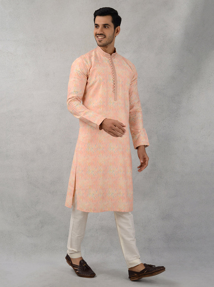 Men’s Comfortable Peach Kurta Pajama for Parties