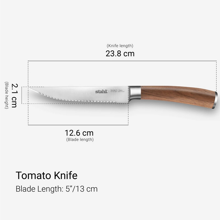 Tomato Knife - Talon Series Stahl Tomato/Steak Knife | Walnut wood Handle, 5 Inches / 13 cm