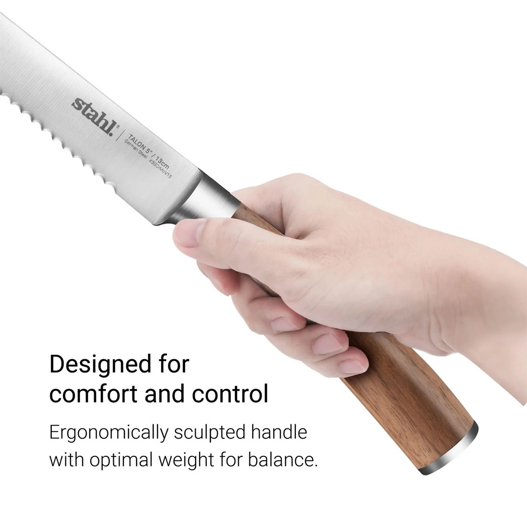 Tomato Knife - Talon Series Stahl Tomato/Steak Knife | Walnut wood Handle, 5 Inches / 13 cm