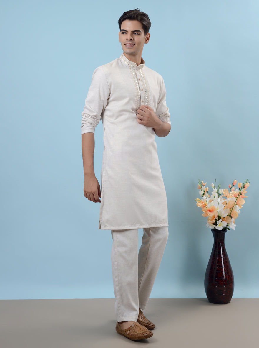 Stylish white kurta pajama designed for elegance during special celebrations in the USA.