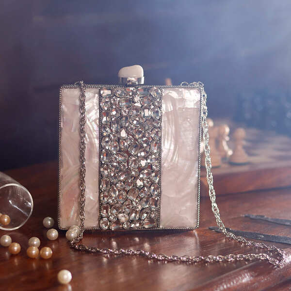 Liyana Mother of Pearl Clutch | Contemporary Handcrafted Elegance