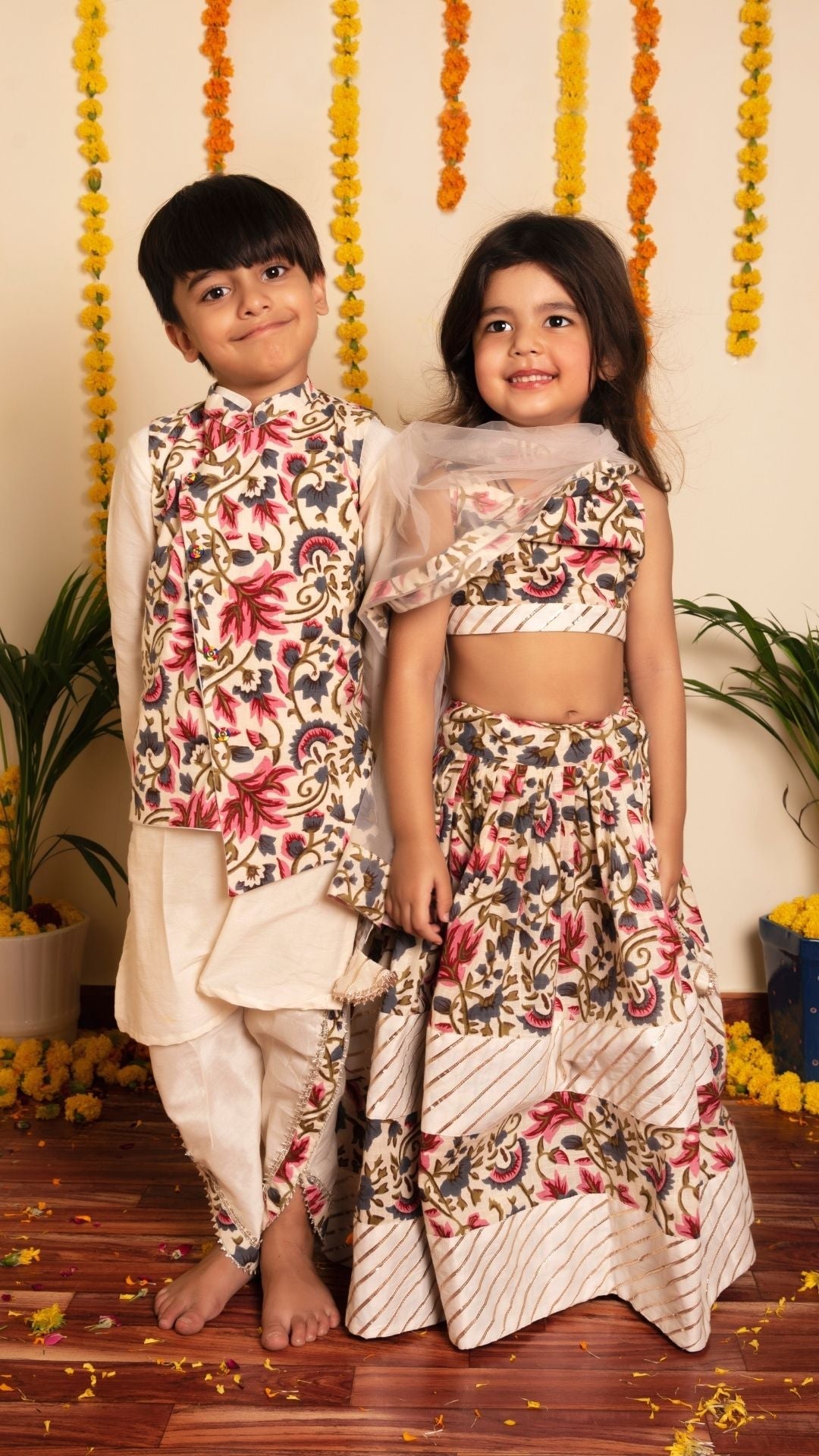 BACHPAN GARDEN ROSE KURTA DHOTI SET - Pomcha Jaipur