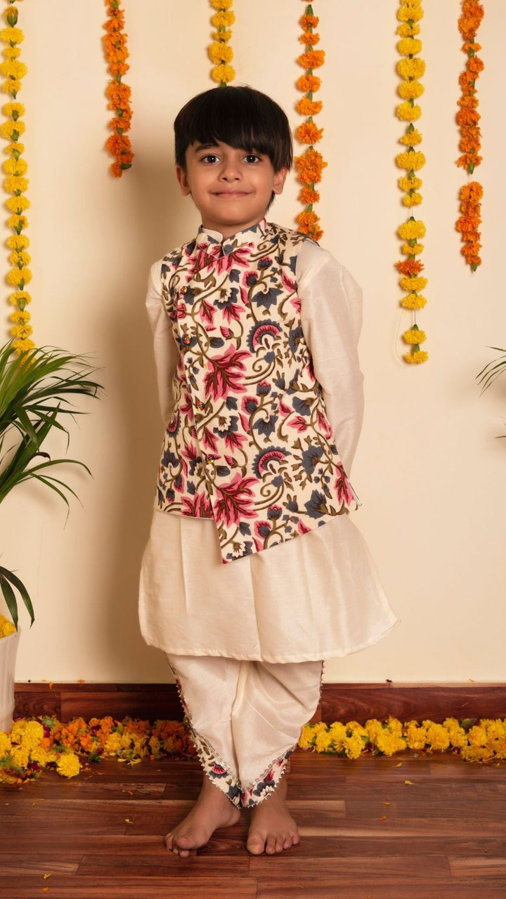 BACHPAN GARDEN ROSE KURTA DHOTI SET - Pomcha Jaipur