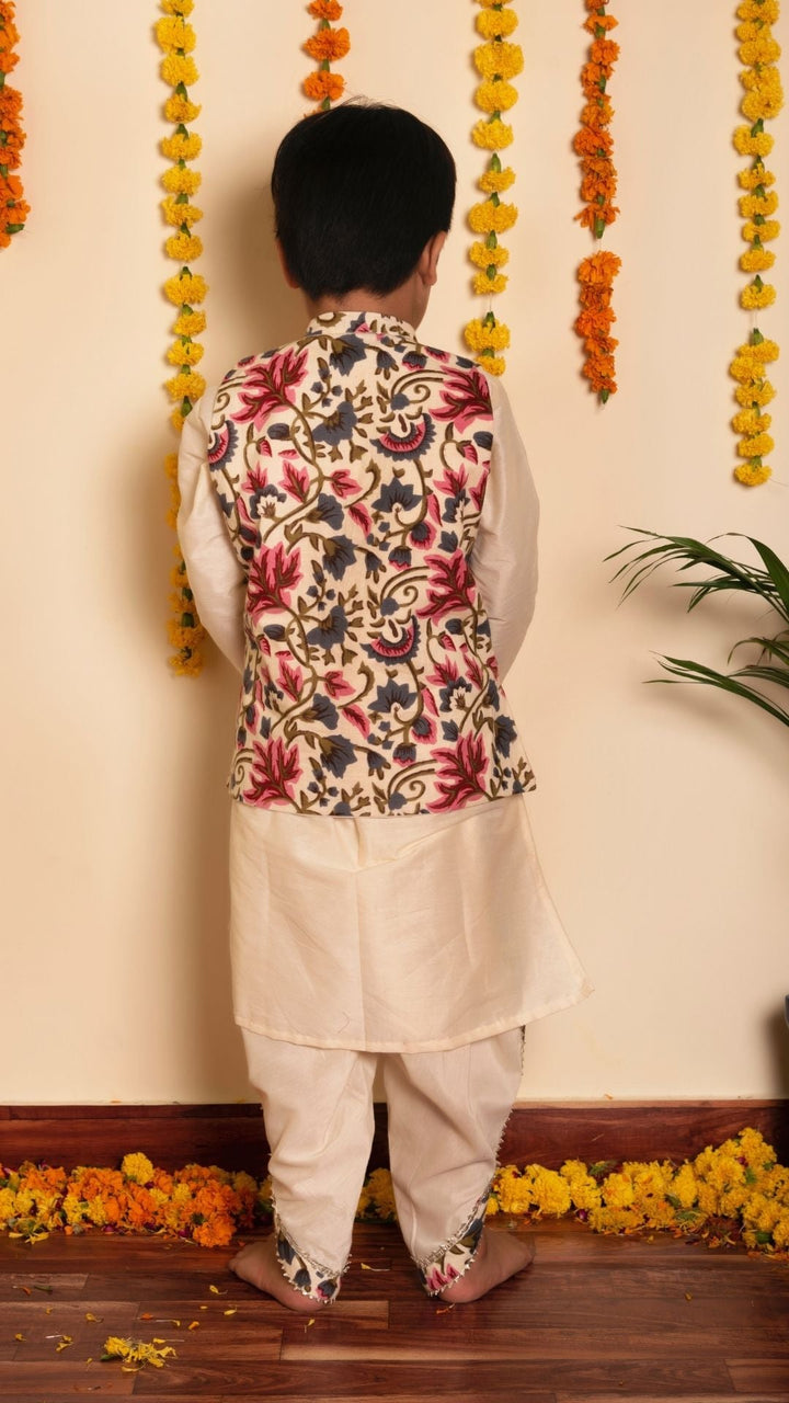 BACHPAN GARDEN ROSE KURTA DHOTI SET - Pomcha Jaipur