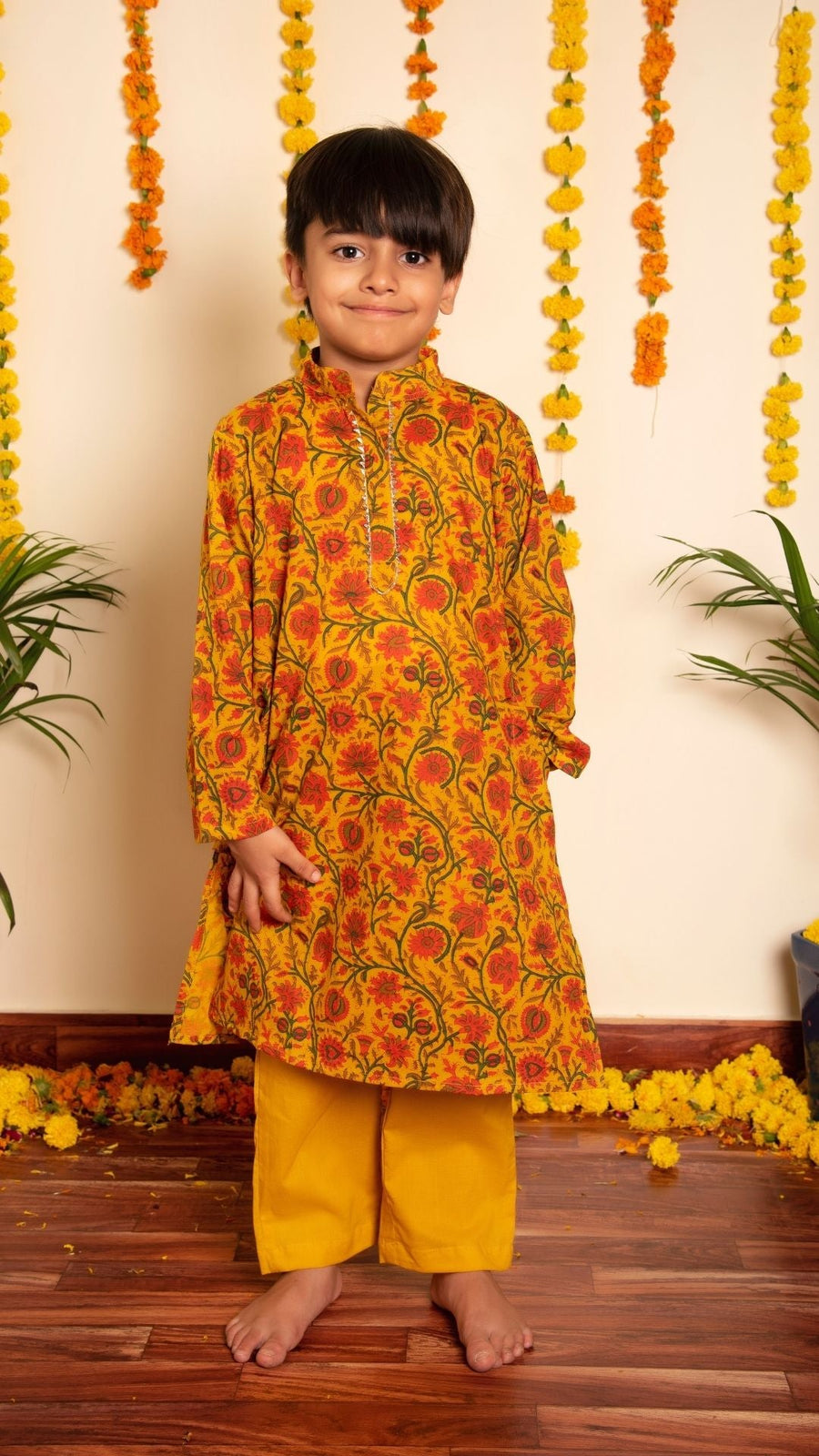 BACHPAN DARPAN HAND BLOCK KURTA PANT SET - Pomcha Jaipur