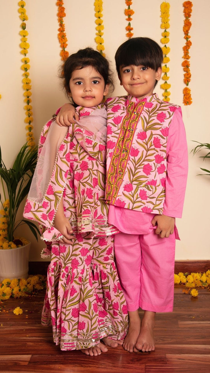 BACHPAN GULBHAR KURTA JACKET SET - Pomcha Jaipur