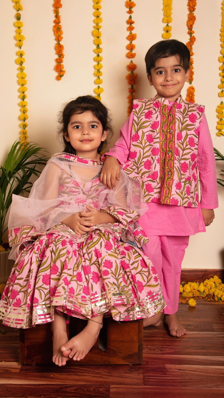 BACHPAN GULBHAR KURTA JACKET SET - Pomcha Jaipur