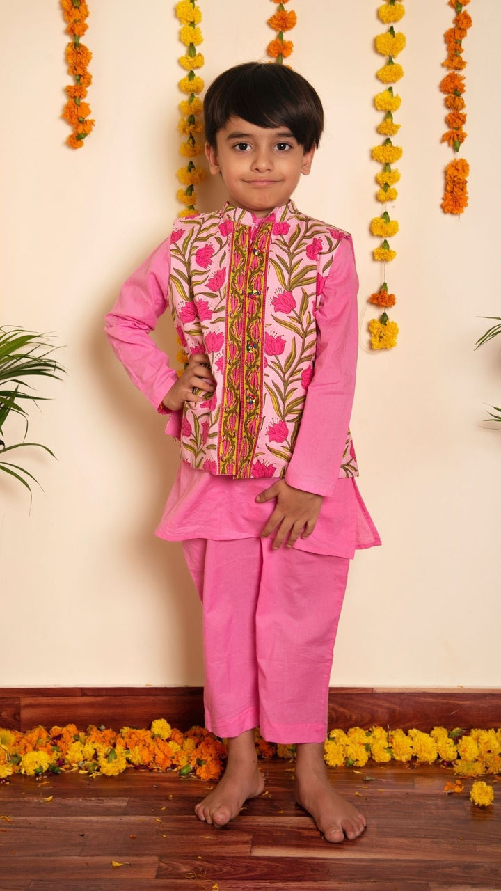 BACHPAN GULBHAR KURTA JACKET SET - Pomcha Jaipur