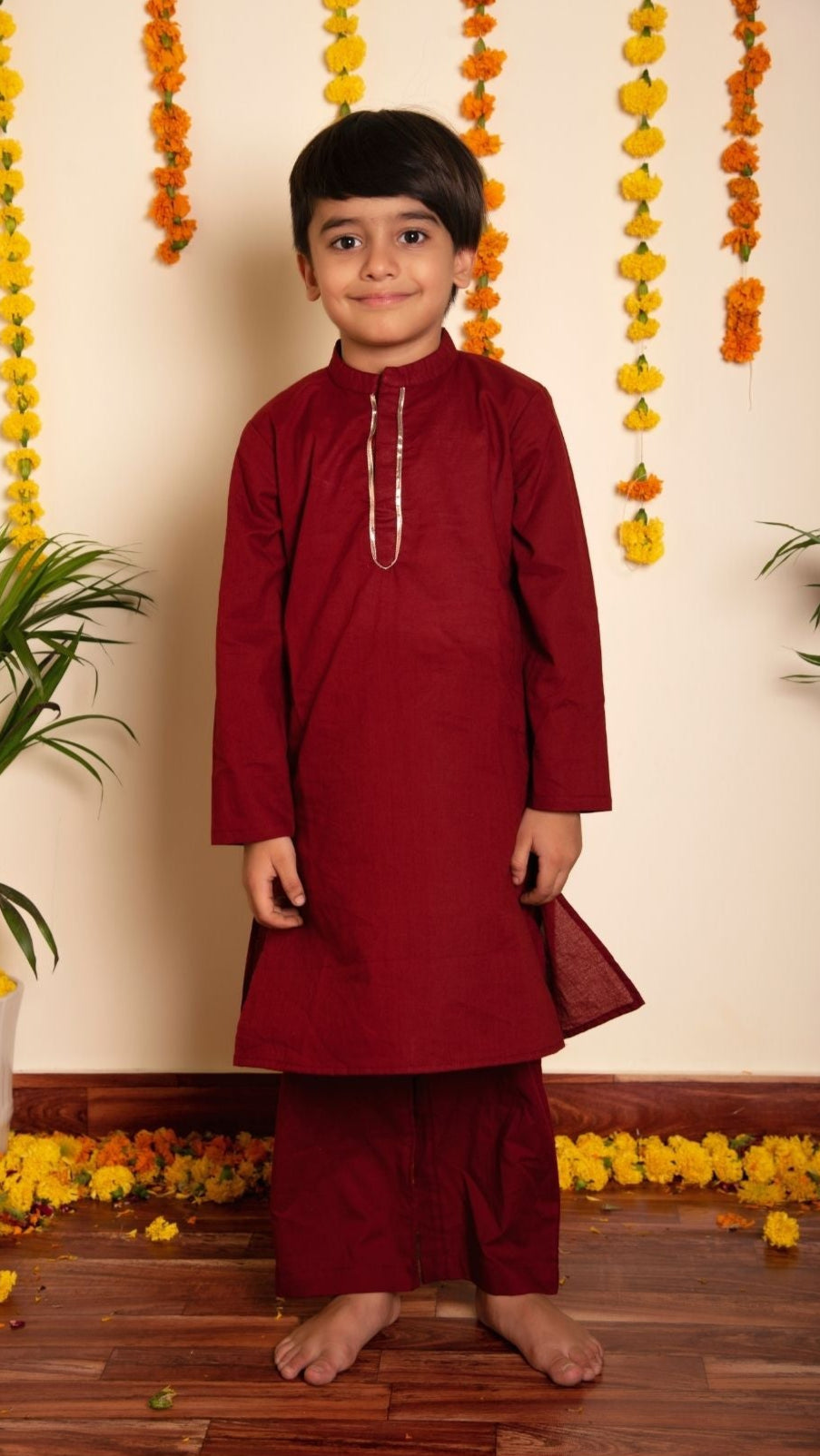 BACHPAN MAROON KURTA PANT SET - Pomcha Jaipur