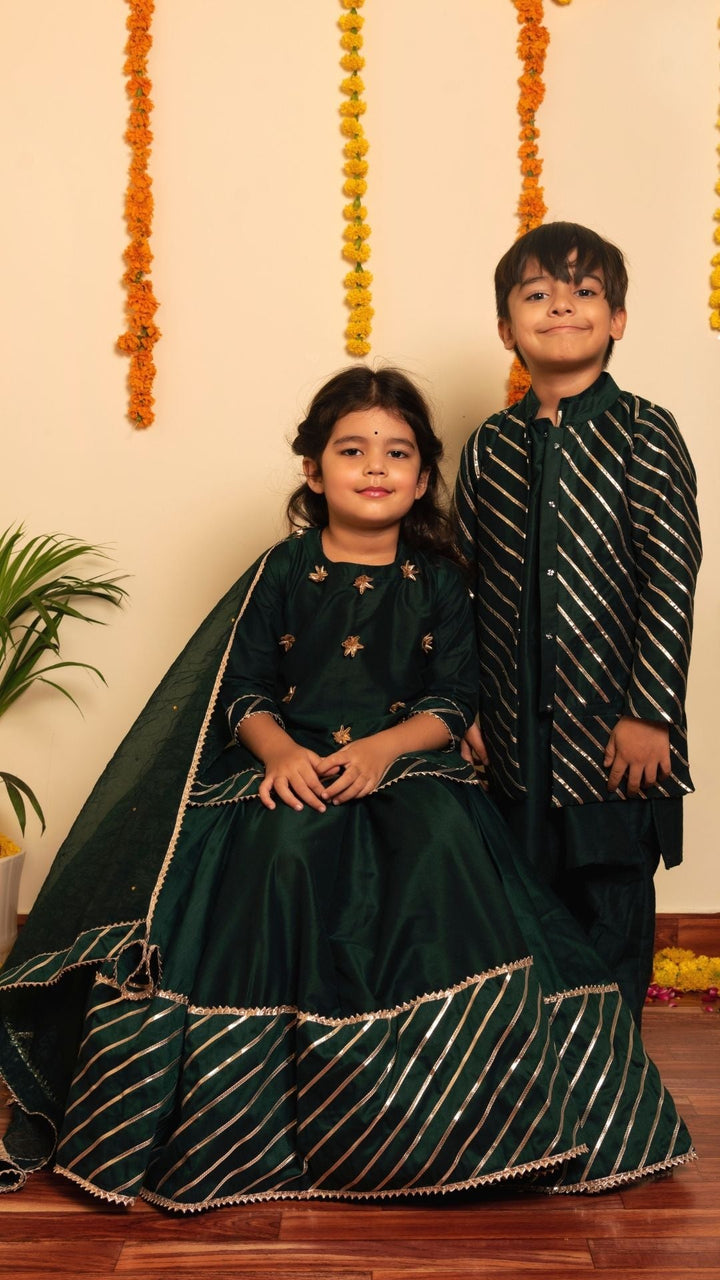 BACHPAN MIMOSA GREEN KURTA JACKET SET - Pomcha Jaipur