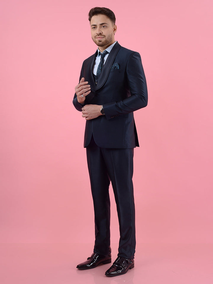 Full sleeve men's suit with two buttons and a stylish shawl lapel for a classic look.