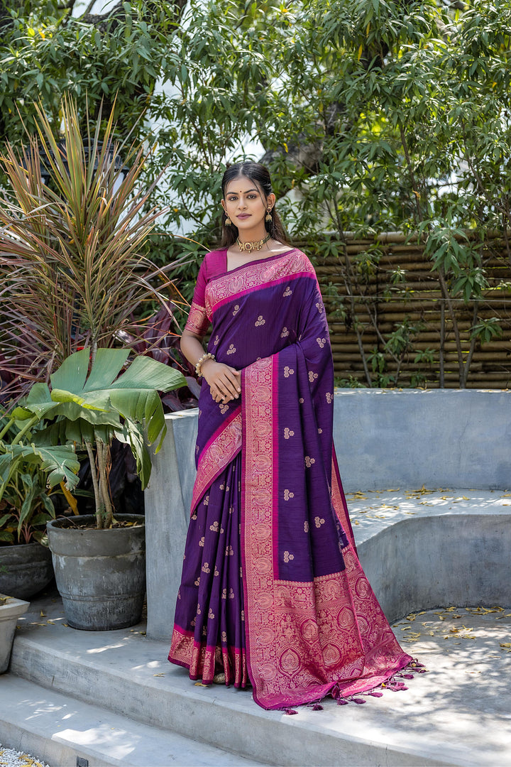 Beautiful Banarasi saree with zari butties and matching blouse, ideal for USA weddings