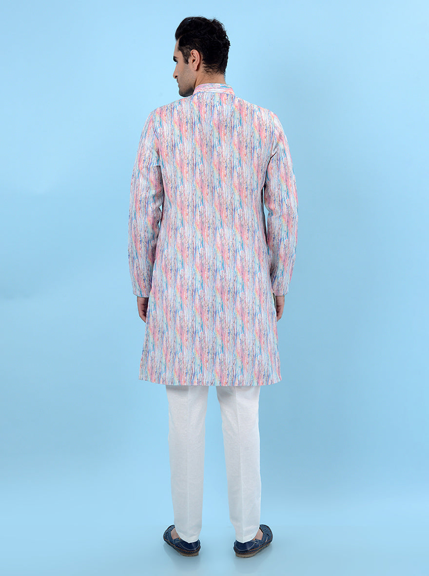 USA-ready white linen kurta pajama, blending comfort and traditional style.