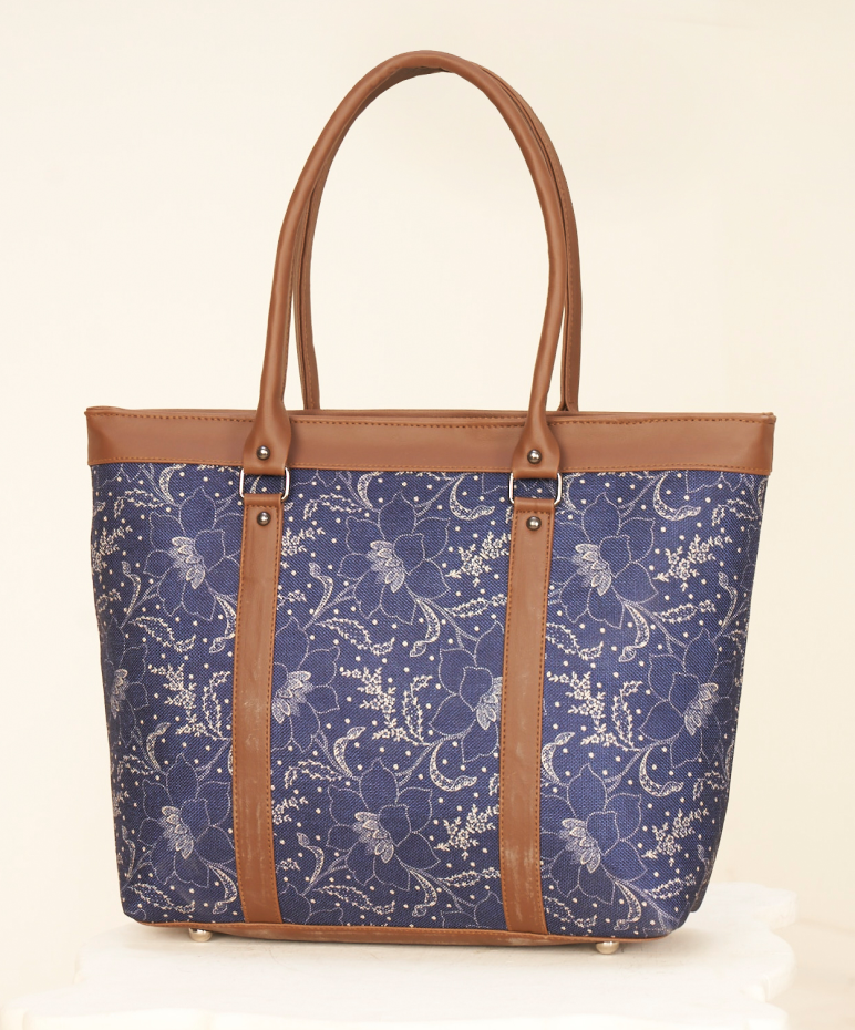 Vibrant Printed Polycotton Jute Tote Bag | Stylish Utility for Everyday Use