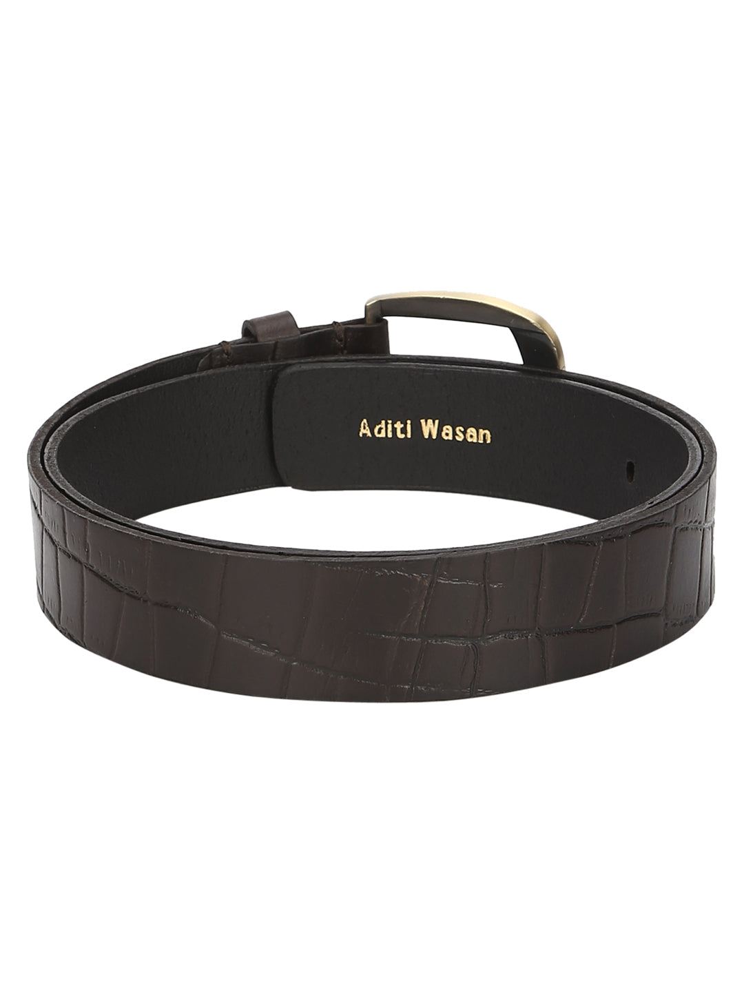 Brown Croco Pattern Embossed Belt | Genuine Leather Fashion Accessory