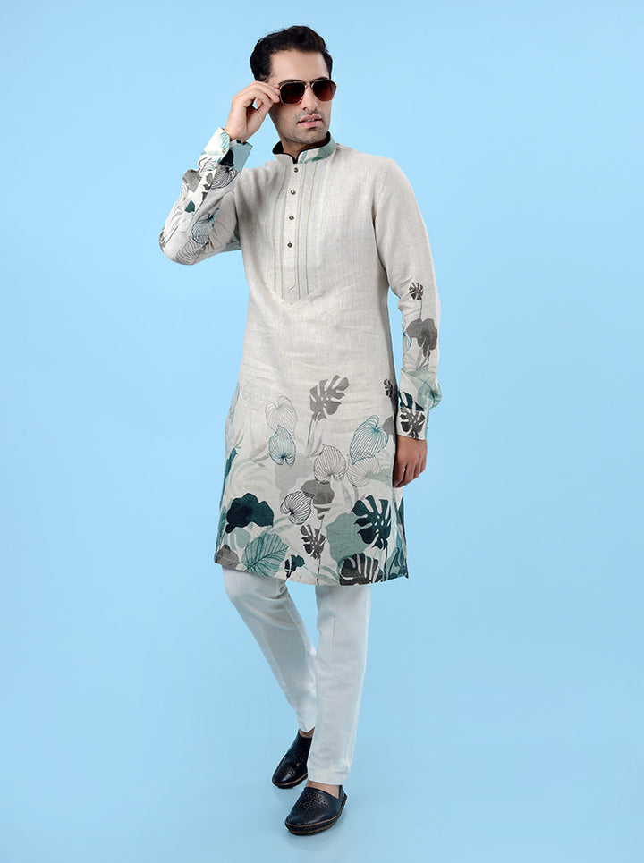 Fashionable beige kurta set, ideal for enhancing your ethnic wardrobe.