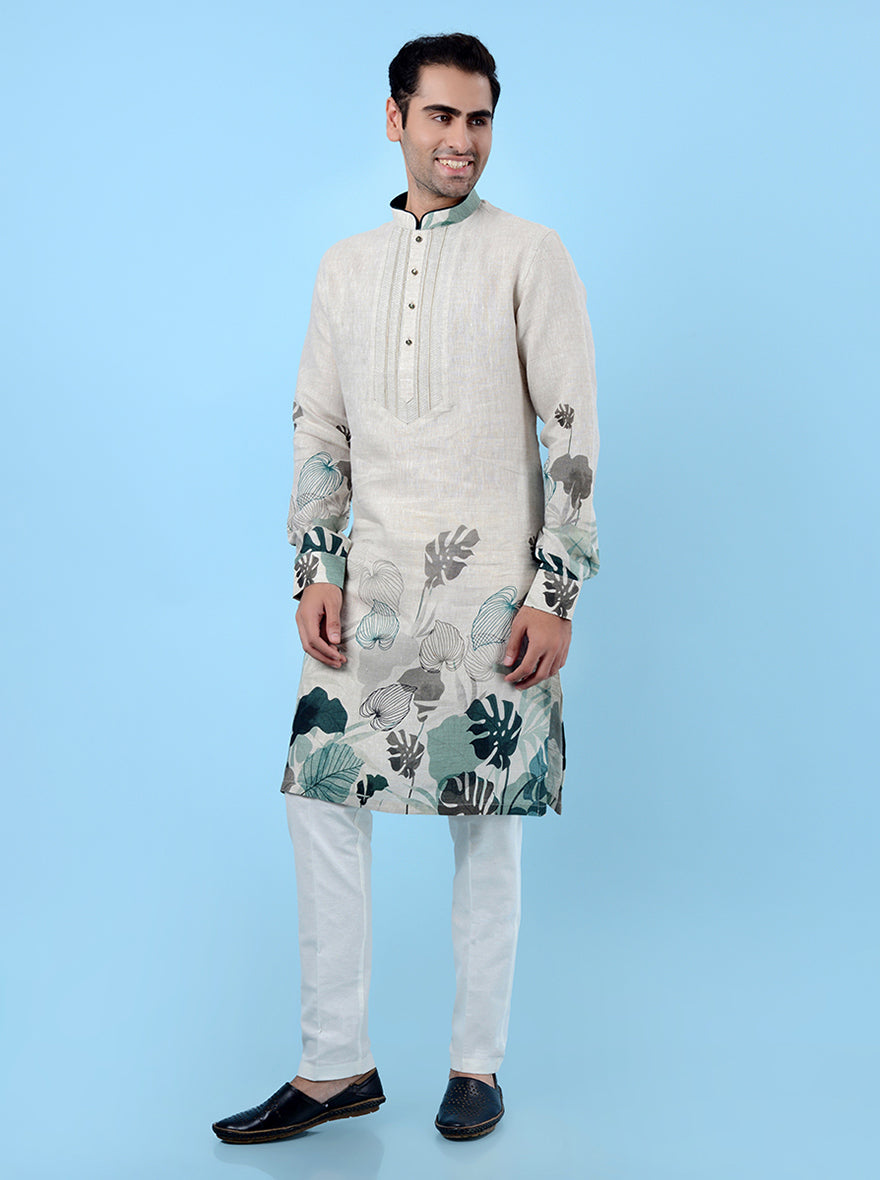 USA men's elegant linen kurta pajama, perfect for casual events.