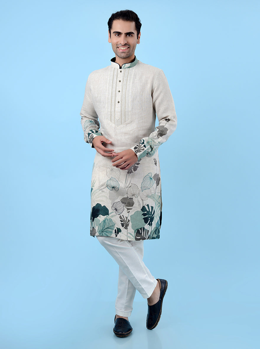 Timeless beige kurta set, offering ultimate comfort for any occasion.