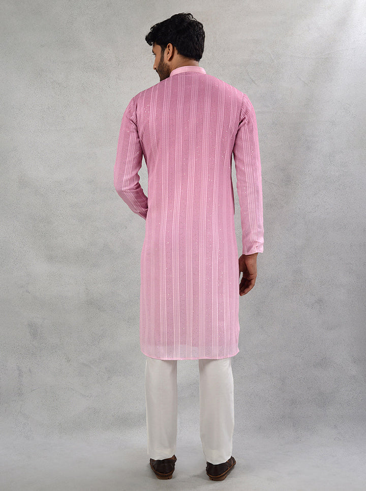 Perfect for celebrations, this pink ombre kurta pajama adds a unique touch to your ethnic wear.