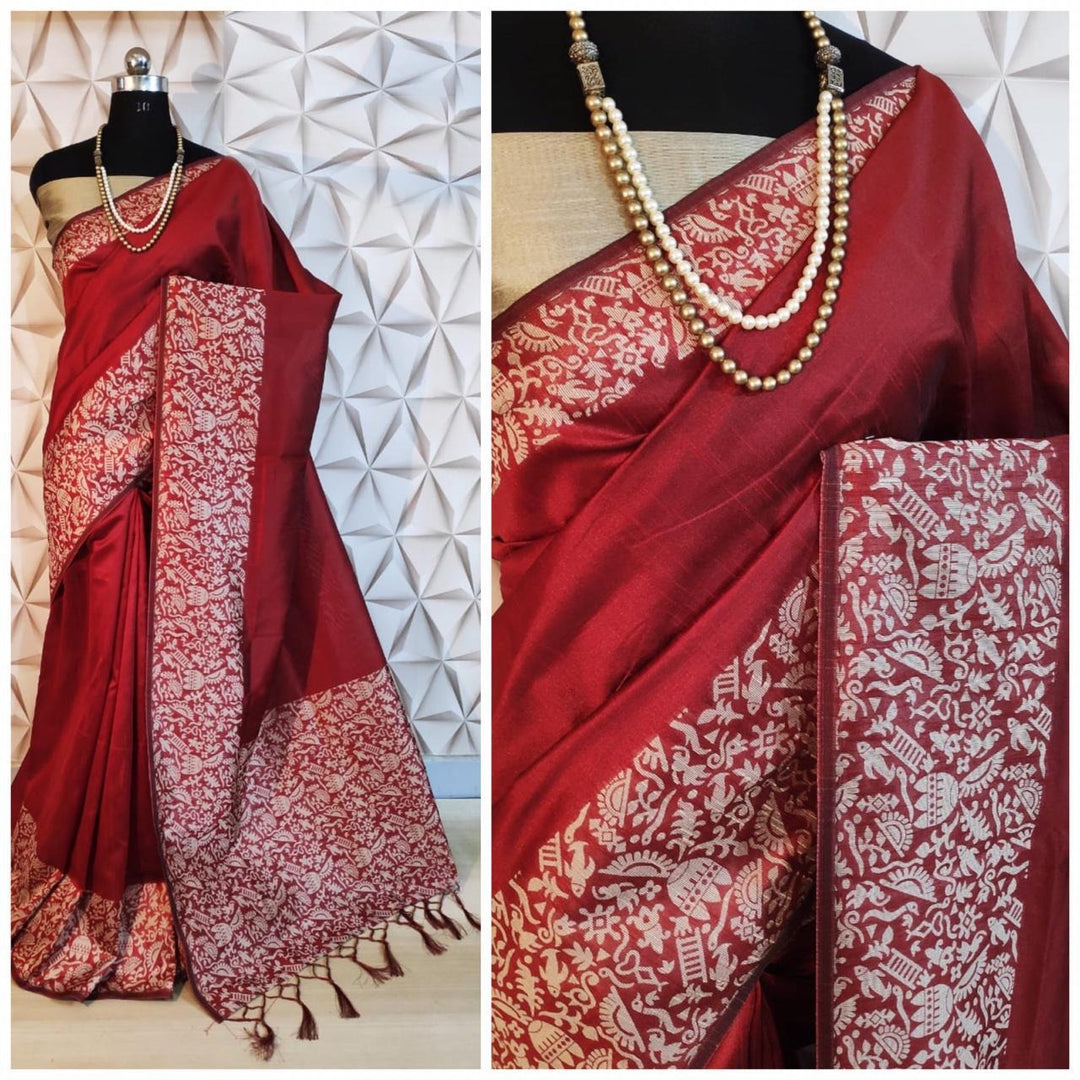 Stunning bright pink Banglori handloom raw silk saree with a rich pallu, perfect for Indian celebrations.