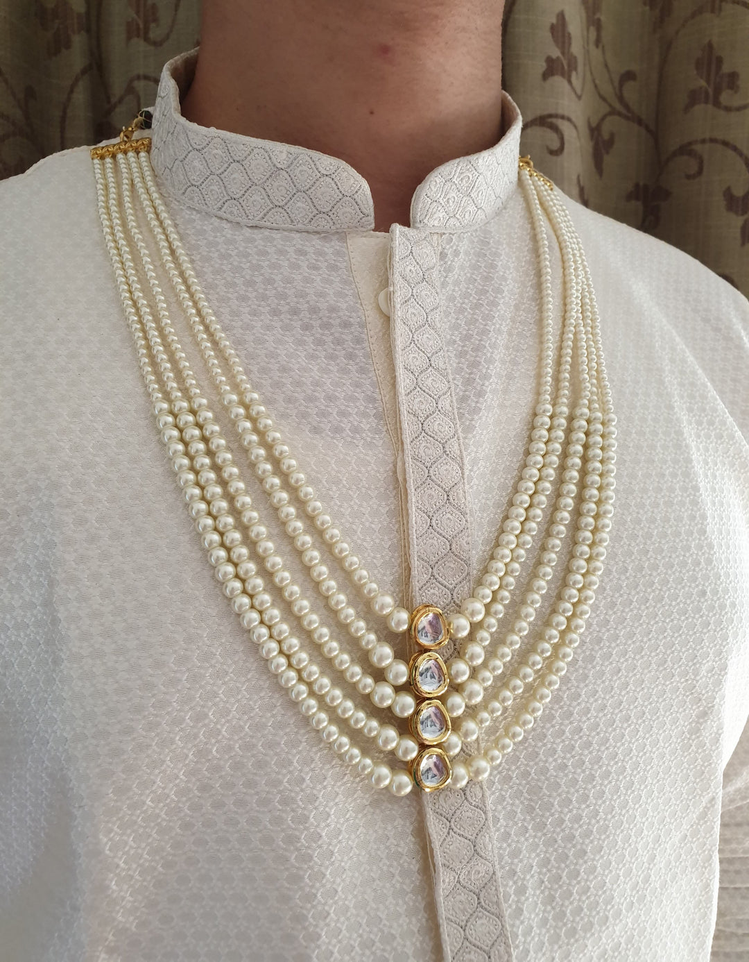 Elegant Pearl Embellished Groom Mala | Traditional Wedding Necklace