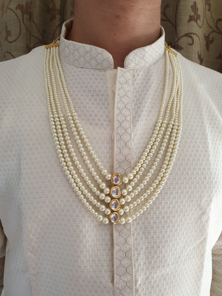 Elegant Pearl Embellished Groom Mala | Traditional Wedding Necklace