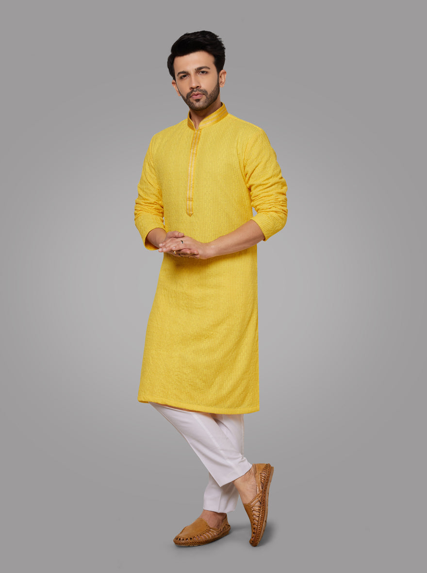 Exquisite embroidered kurta set, perfect for festive occasions.