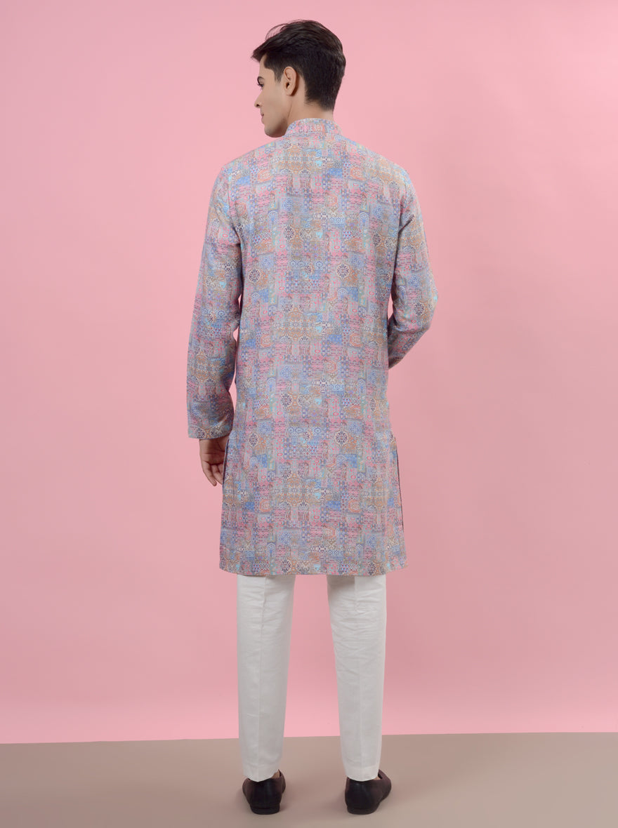 Discover the elegance of our stylish blue kurta pajama, tailored for modern men.