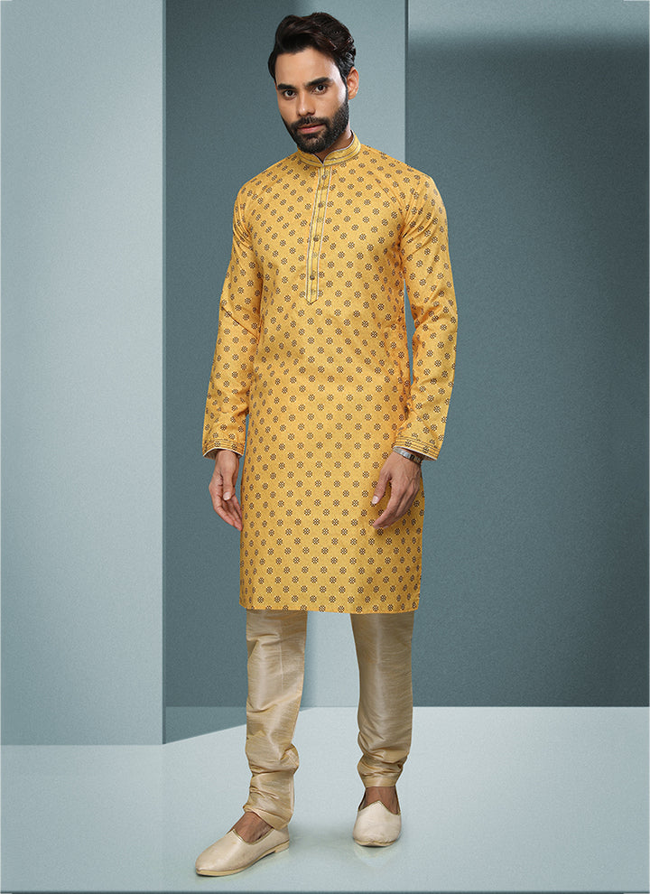 Yellow Classic Cotton Premium Kurta Pajama | A Must-Have for Exclusive Festive Wardrobes