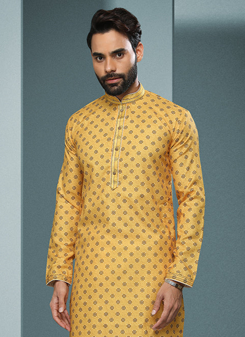 Yellow Classic Cotton Premium Kurta Pajama | A Must-Have for Exclusive Festive Wardrobes