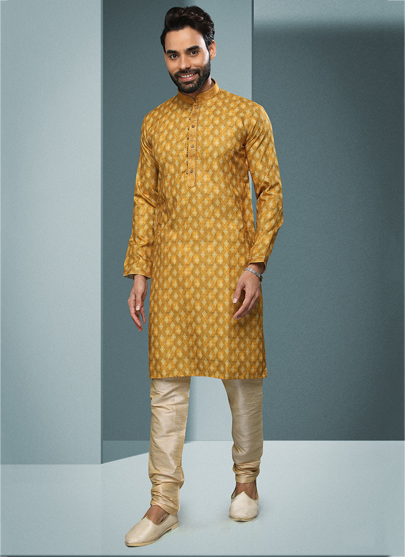 Mustard Glamorous Cotton  Kurta Pajama | Designed for Those Who Appreciate True Craftsmanship